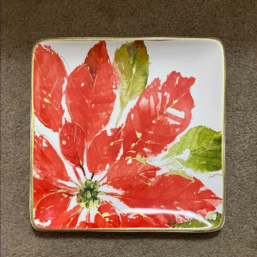 Certified International Red and Green Floral Dinner Plate